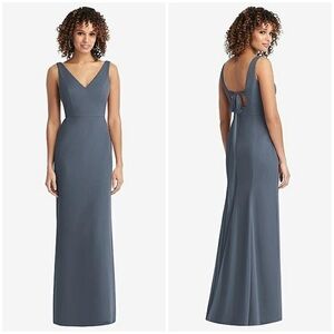 Social Bridesmaids Sleeveless Tie Back Chiffon Trumpet Gown Silverstone Size 16